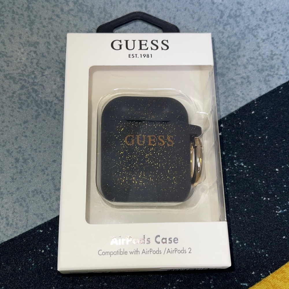 Sparkly Black Guess AirPod Case - Picture 1 of 2